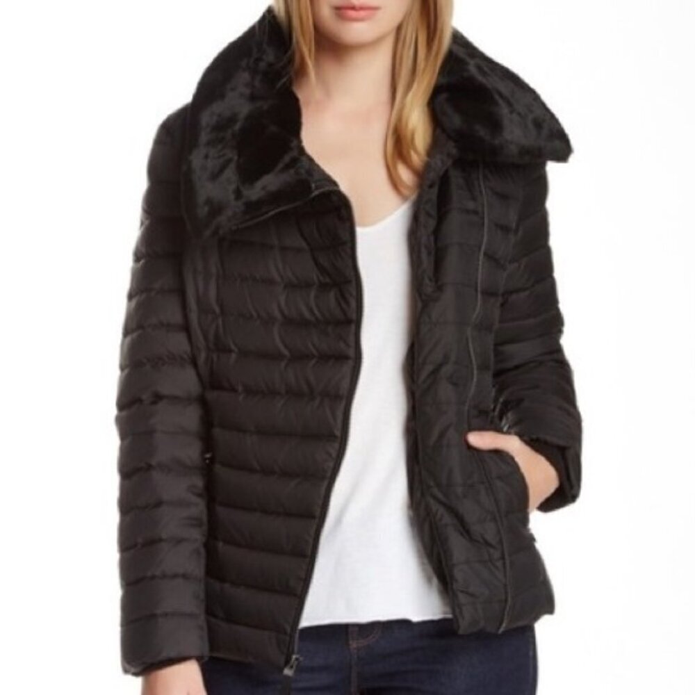 NEW Andrew Marc Marc New York Asymmetric Quilted Down Puffer Jacket Coat M NWOT